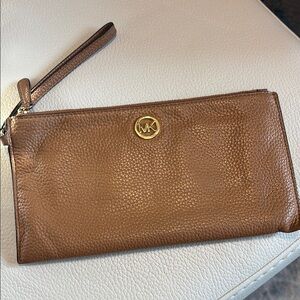 Michael Kors Brown Wristlet Clutch